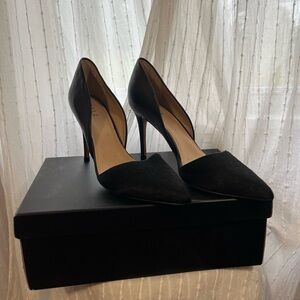 New G.I.L.I. Farrah Leather Calf Fur D’Orsay Heels